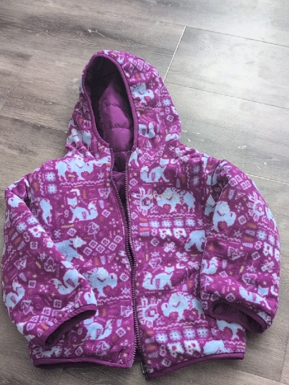 Columbia Girls' Purple Reversible Puffer Coat 4t Buffalos Nwt - Picture 6 of 6